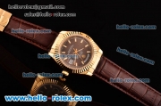 Rolex Day-Date Asia 2813 Automatic Yellow Gold Case with Brown Leather Strap Stick Markers and Brown Dial