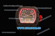 Richard Mille Jean Todt Limited Edition RM 036 Asia Seagull SH Automatic Carbon Fiber Case with Skelton Dial White Markers and Red Inner Bezel