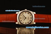 Rolex Cellini Swiss Quartz Steel Case with Silver Dial and Brown Leather Strap-Roman Markers