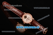 A.Lange&Sohne Saxonia Tourbillon Asia Automatic Rose Gold Case with White Dial Brown Leather Strap and Diamonds Bezel