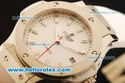 Hublot Big Bang Miyota Automatic Steel Case with White Dial and White Rubber Strap-Lady Size