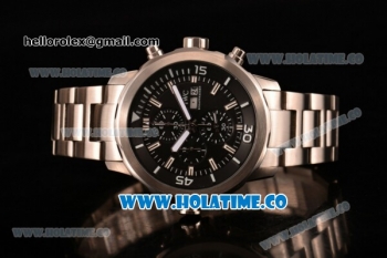 IWC Aquatimer Chronograph Miyota Quartz Full Steel with Black Dial and Stick Markers