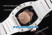 Richard Mille RM052 Miyota 9015 Automatic Rose Gold Case with White Rubber Strap and Skull Dial Dot Markers