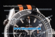 Omega Seamaster Planet Ocean Chronograph Swiss Valjoux 7750 Automatic Steel Case with Black Dial and Stick Markers Black/Orange Nylon Strap (EF)