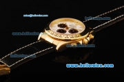 Rolex Daytona Chronograph Swiss Valjoux 7750 Automatic Movement Gold Case with White Dial and Black Leather Strap