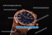 Audemars Piguet Royal Oak 41 Miyota 9015 Automatic Full Rose Gold with Blue Dial and Diamonds Bezel (EF)