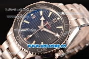 Omega Planet Ocean Clone Omega 8500 Automatic Steel Case/Bracelet with Black Grids Dial and White Stick Markers (EF)