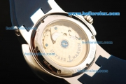 Ulysse Nardin Dual Time Automatic Movement Steel Case with Silver Dial and Blue Rubber Strap