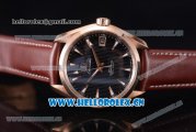 Omega Seamaster Aqua Terra 150 M Co-Axial Clone 8500 Automatic Rose Gold Case with Stick Markers Black Dial and Brown Leather Strap (EF)
