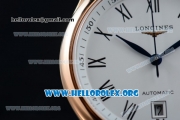 Longines Master Swiss ETA 2824 Automatic Rose Gold Case with White Dial and Black Leather Strap (AAAF)