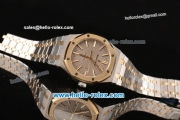 Audemars Piguet Royal Oak Swiss ETA 2824 Automatic Two Tone Case with Two Tone Strap and Grey Grid Dial - 1:1 Original