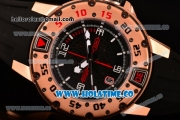 Richard Mille RM028 Swiss Valjoux 7750 Automatic Rose Gold Case with Skeleton Dial and Black Rubber Strap - Red
