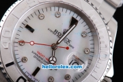 Rolex Yacht-Master Oyster Perpetual Chronometer Automatic with White Shell Dial,White Bezel and Diamond Marking-Small Calendar