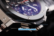 Hublot Big Bang Swiss Valjoux 7750 Automatic Movement Silver Case with PVD Bezel-Black Dial and SS Strap