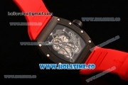 Richard Mille RM 055 Bubba Watson Tourbillon Manual Winding PVD Case with Skeleton Dial Dot Markers and Red Rubber Strap