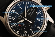 IWC Pilot's Watch Chronograph Swiss Valjoux 7750 Automatic Movement Steel Case with Black Dial and Black Leather Strap