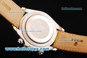 Rolex Daytona Chronograph Miyota Quartz Movement Diamond Bezel with Roman Numerals and White Dial - Yellow Leather Strap