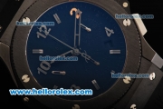 Hublot Big Bang Swiss Valjoux 7750 Automatic Movement Ceramic Case with Blue Dial and Black Rubber Strap - 1:1 Original