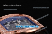 Richard Mille RM010 Miyota 9015 Automatic Rose Gold/Diamonds Case with Skeleton Dial and Blue Inner Bezel