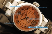 Rolex Oyster Perpetual Automatic Movement ETA Coating Case with Orange Dial and Steel Strap