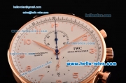 IWC Portuguese Chrono Miyota OS10 Quartz Rose Gold Case/Strap with White Dial and Arabic Numeral Markers