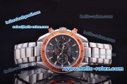 Omega Seamaster Chronograph Miyota Quartz Full Steel with Orange Bezel and Black Dial-7750 Coating