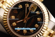 Rolex Datejust Oyster Perpetual Automatic Movement Black Dial with Diamond Markers and Two Tone Strap-Lady Model