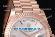 Rolex Day Date II Swiss ETA 2836 Automatic Rose Gold Case/Bracelet with Silver Dial and Roman Numeral Markers (BP)