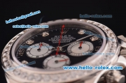 Rolex Daytona Swiss Valjoux 7750-SHG Automatic Steel Case/Strap with Black Dial and Diamond Bezel