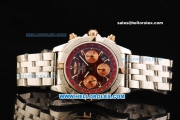 Breitling Chronomat B01 Swiss Valjoux 7750 Automatic Movement Full Steel with Brown Dial and Three RG Subdials - Stick Markers
