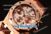 Audemars Piguet Royal Oak Chrono Rose Gold Case White Dial 7750 Automatic Brown Leather
