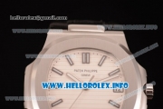 Patek Philippe Nautilus Clone PP Calibre 3120 Automatic Steel Case with White Dial Stick Markers and Black Leather Strap (BP)