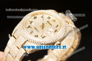 Rolex Day Date II YG Case With All Diamond Roman ETA 2836 Auto Best Edition