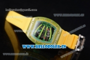Richard Mille RM 59-01 Miyota 9015 Automatic Carbon Nanotubes Case with Skeleton Dial Green Inner Bezel and Yellow Rubber Strap