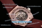 Hublot King Power Chrono Swiss Valjoux 7750 Automatic Rose Gold Case with Brown Rubber Strap and Rose Gold Markers (YR)