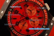 Hublot Big Bang Chronograph Swiss Valjoux 7750 Automatic Movement PVD Case with Red Diamond Bezel and Red Rubber Strap