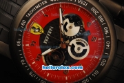 Ferrari Chronograph Quartz Movement 7750 Coating Case with Black/Red Dial and Black Rubber Strap
