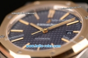 Audemars Piguet Royal Oak Swiss ETA 2824 Automatic Two Tone Case with Two Tone Strap and Blue Grid Dial - 1:1 Original