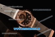 Hublot Big Bang Tourbillon Movement Rose Gold Case All Diamonds with Black Diamonds Dial and Black Rubber Strap