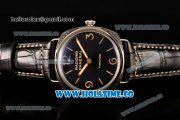 Panerai PAM 604 Radiomir Firenze 3 Days Asia 6497 Manual Winding Steel Case with Black Dial and Stick/Arabic Numeral Markers - Black Leather Strap