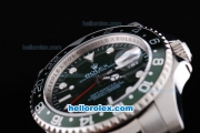 Rolex GMT Master II Oyster Perpetual Date Automatic with Black Dial and Green Bezel --Round Bearl Marking-small Calendar