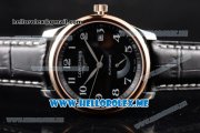 Longines Master Power Reserve Swiss ETA 2824 Automatic Steel Case with Black Dial and Black Leather Strap Rose Gold Bezel