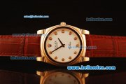 Rolex Cellini Swiss Quartz Rose Gold Case with White Dial and Brown Leather Strap-Diamond Markers Rolex Cellini Swiss Quartz Rose Gold Case with White Dial and Brown Leather Strap-Diamond Markers
