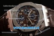 Audemars Piguet Royal Oak Offshore Clone AP Calibre 3126 Automatic Movement Steel Brown Dial and Arabic Numeral Markers Leather Strap (JF)