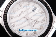 Rolex Datejust New Model Oyster Perpetual Swiss ETA Automatic Movement ETA Case with Black Diamond Bezel and White Diamond Crested Dial-Black Rubber Strap