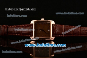 Vacheron Constantin Historiques Toledo Miyota Quartz Rose Gold Case with Stick Markers and Brown Dial