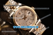 Rolex Datejust 37mm Swiss ETA 2836 Automatic Two Tone with Sliver Dial and Stick Markers