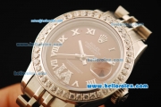 Rolex Datejust Automatic Movement ETA Coating Case with Brown Dial and Diamond Bezel-Steel Strap