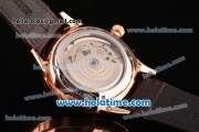 Jaeger-LECoultre Master Asia Automatic Rose Gold Case with Brown Leather Strap and White Dial