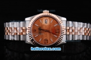 Rolex Datejust Automatic with Rose Gold Bezel and Dial-Small Calendar and Two Tone Strap